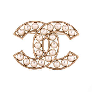 Chanel Cc Brooch Metal With Faux Pearls #227724C86B